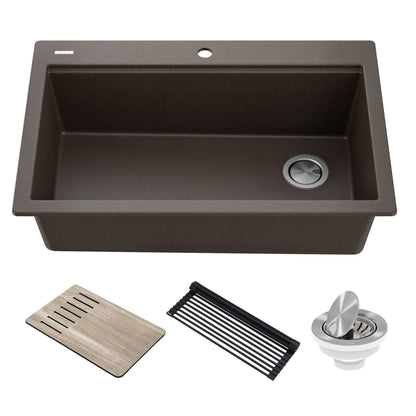 KRAUS Bellucci Workstation 33" Drop-In Granite Composite Kitchen Sink with Accessories - KGTW2-33MBL