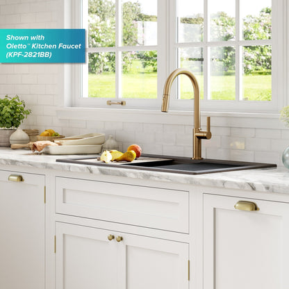 KRAUS Bellucci Workstation 33" Drop-In Granite Composite Kitchen Sink with Accessories - KGTW2-33MBL