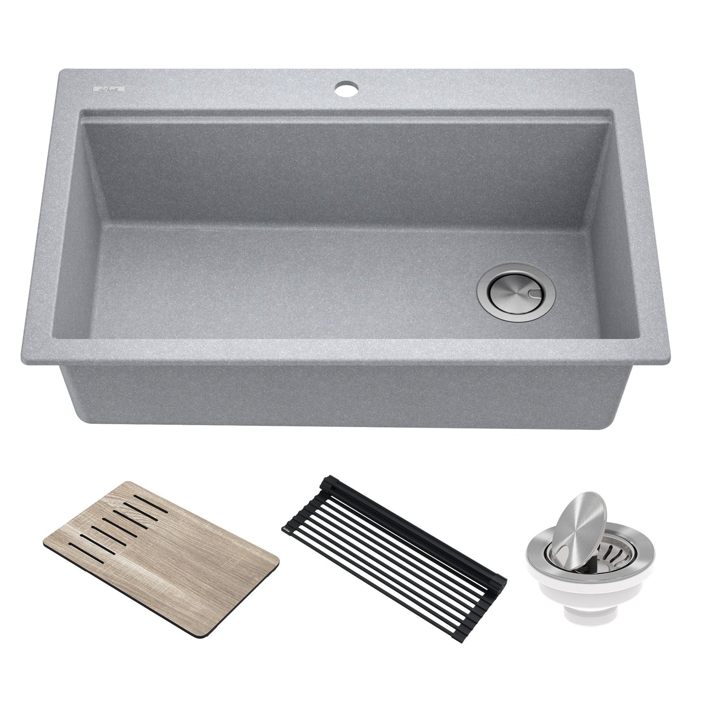 KRAUS Bellucci Workstation 33" Drop-In Granite Composite Kitchen Sink with Accessories - KGTW2-33MBL