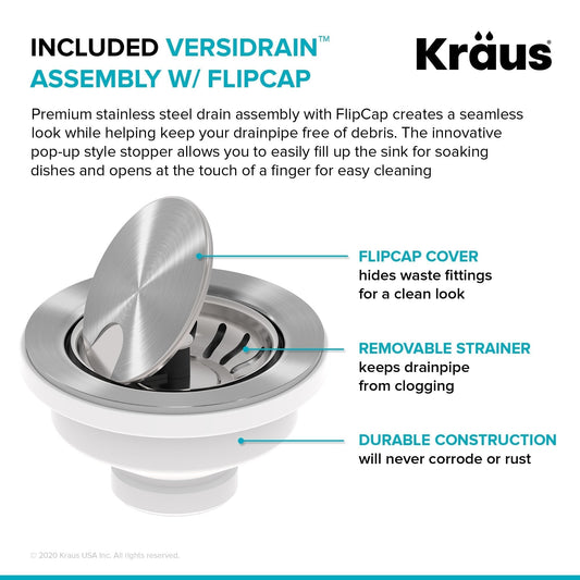 KRAUS Bellucci Workstation 33" Undermount Granite Composite Kitchen Sink in Metallic Gray with Accessories - KGUW2-33MGR