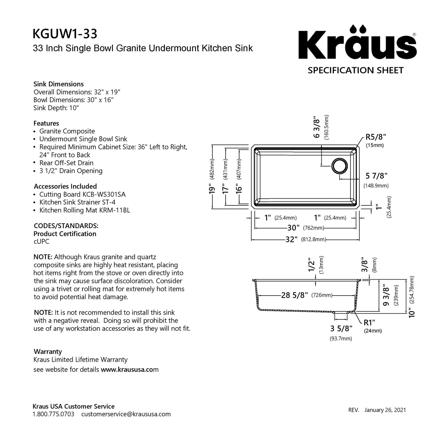 KRAUS Bellucci Workstation 33" Undermount Granite Composite Kitchen Sink in White with Accessories - KGUW1-33WH