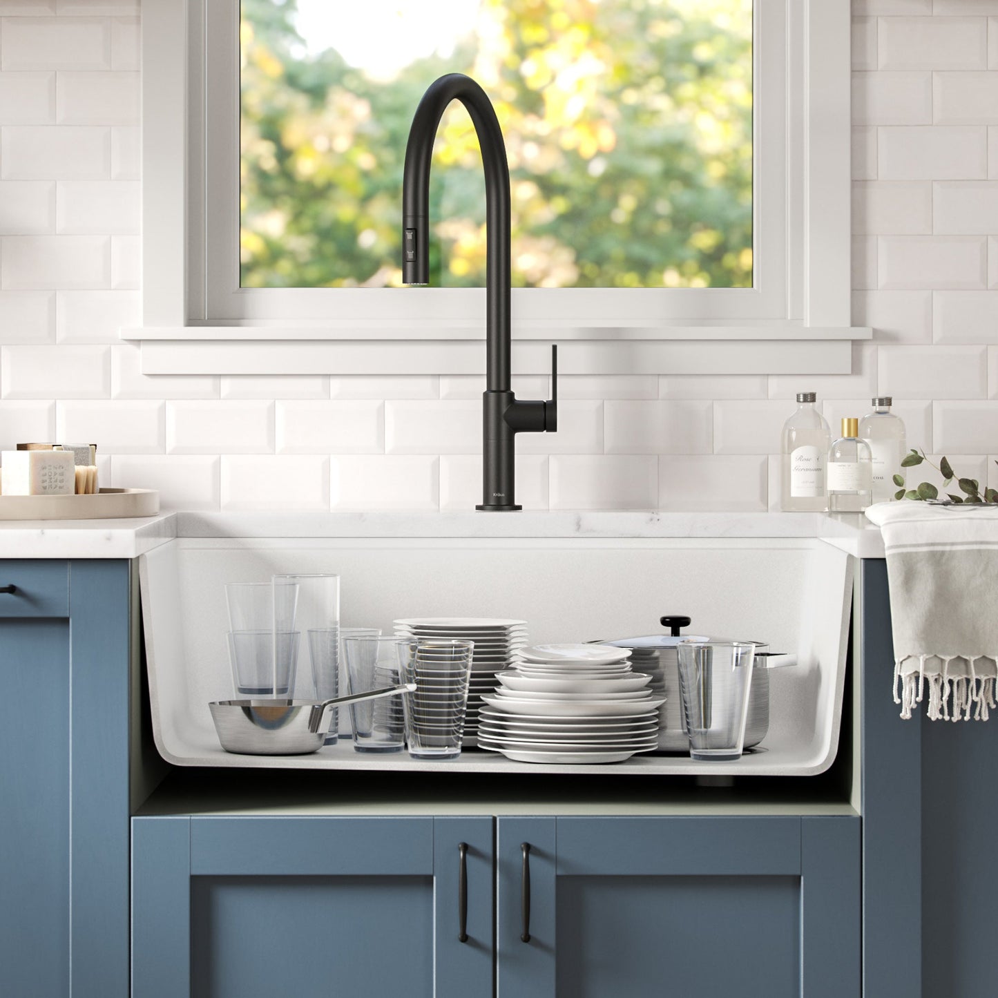 KRAUS Bellucci Workstation 33" Undermount Granite Composite Kitchen Sink in White with Accessories - KGUW1-33WH