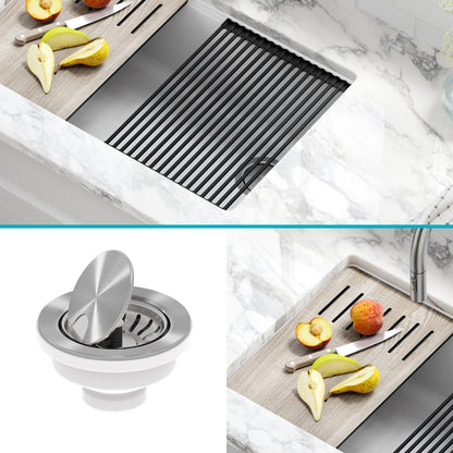 KRAUS Bellucci Workstation 33" Undermount Granite Composite Kitchen Sink in White with Accessories - KGUW1-33WH