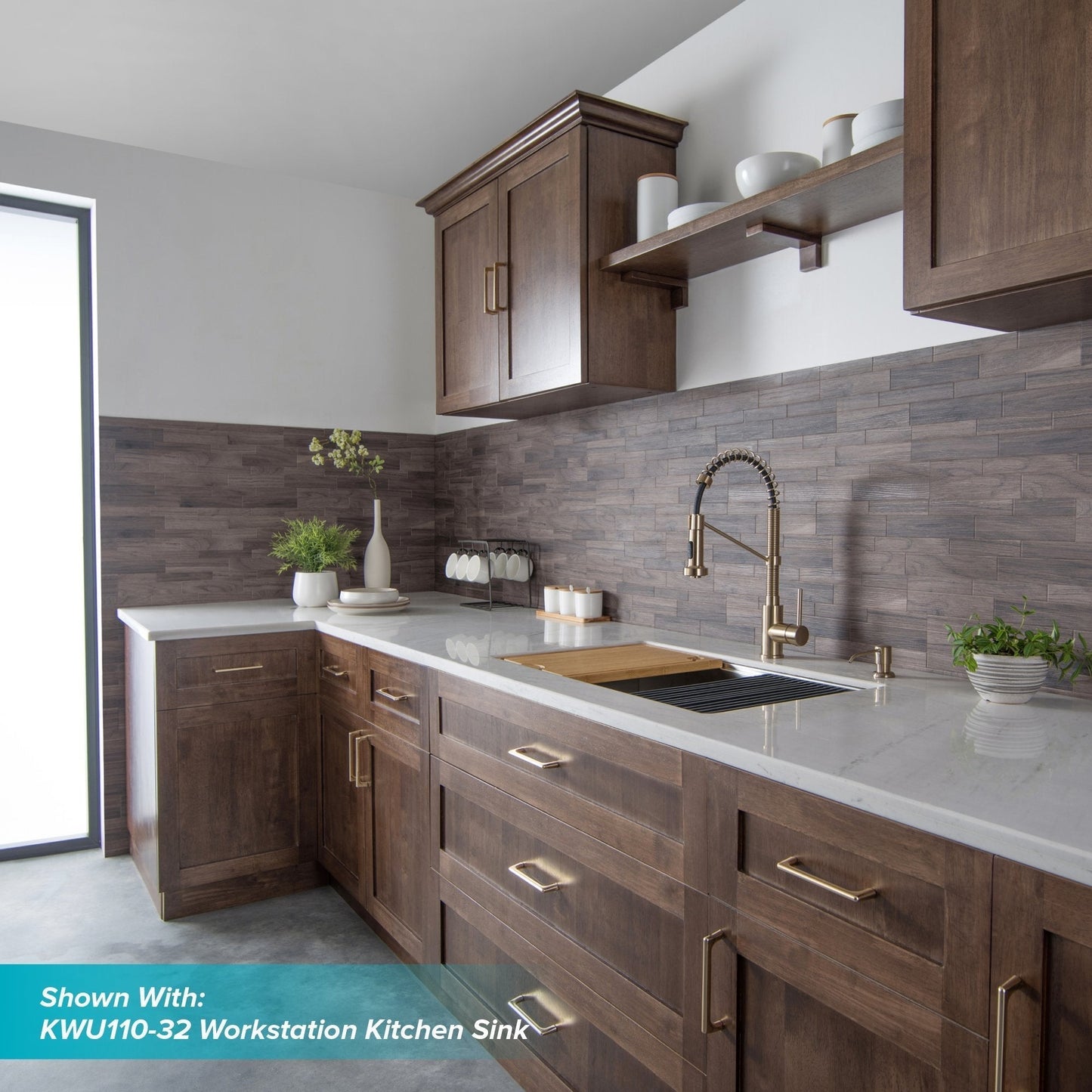 KRAUS Bolden Commercial Style Pull-Down Kitchen Faucet and Purita Water Filter Faucet Combo in Spot Free Antique Champagne Bronze