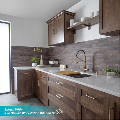 KRAUS Bolden Single Handle 18-Inch Commercial Kitchen Faucet with Soap Dispenser in Spot Free Antique Champagne Bronze Finish - KPF-1610-KSD-53SFACB