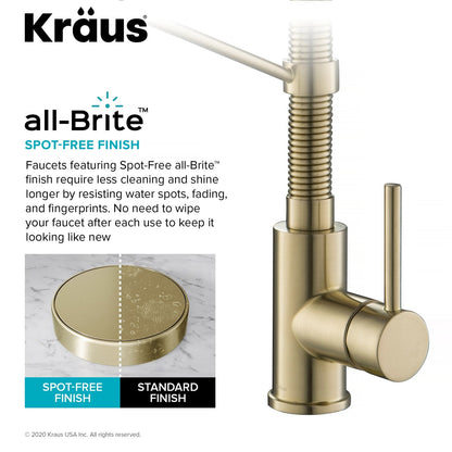 KRAUS Bolden Single Handle 18-Inch Commercial Kitchen Faucet with Soap Dispenser in Spot Free Antique Champagne Bronze Finish - KPF-1610-KSD-53SFACB