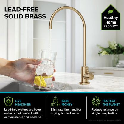KRAUS Britt Commercial Style Kitchen Faucet and Purita Water Filter Faucet Combo in Spot Free Antique Champagne Bronze - KPF-1690-FF-100SFACB