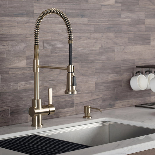 KRAUS Britt Commercial Style Kitchen Faucet in Brushed Gold - KPF-1690BG