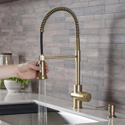 KRAUS Britt Commercial Style Kitchen Faucet in Brushed Gold - KPF-1690BG