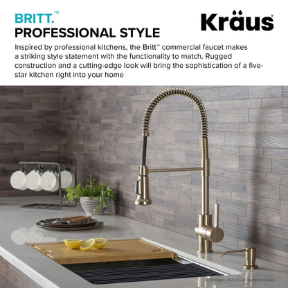 KRAUS Britt Commercial Style Kitchen Faucet in Brushed Gold - KPF-1690BG