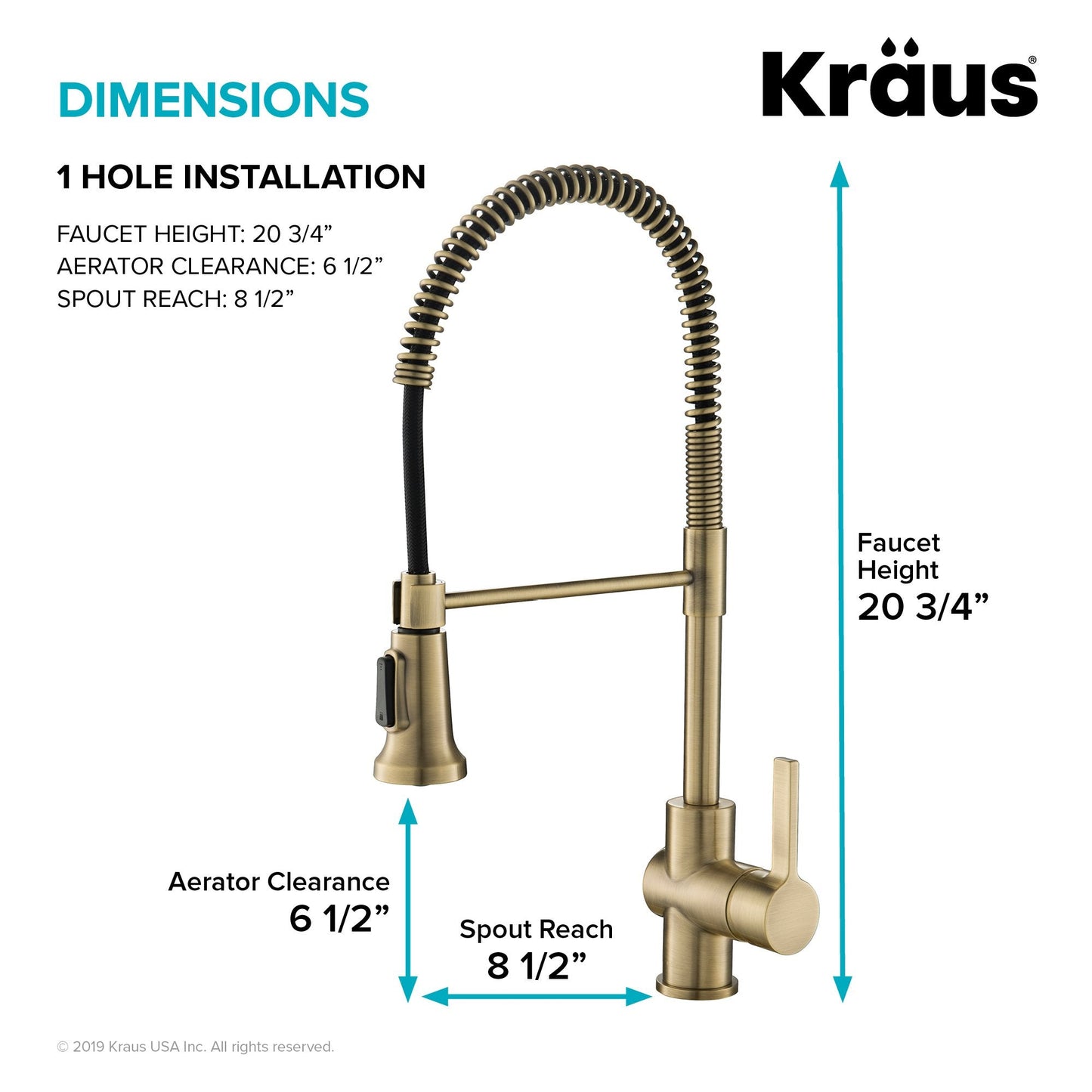 KRAUS Britt Commercial Style Kitchen Faucet in Brushed Gold - KPF-1690BG