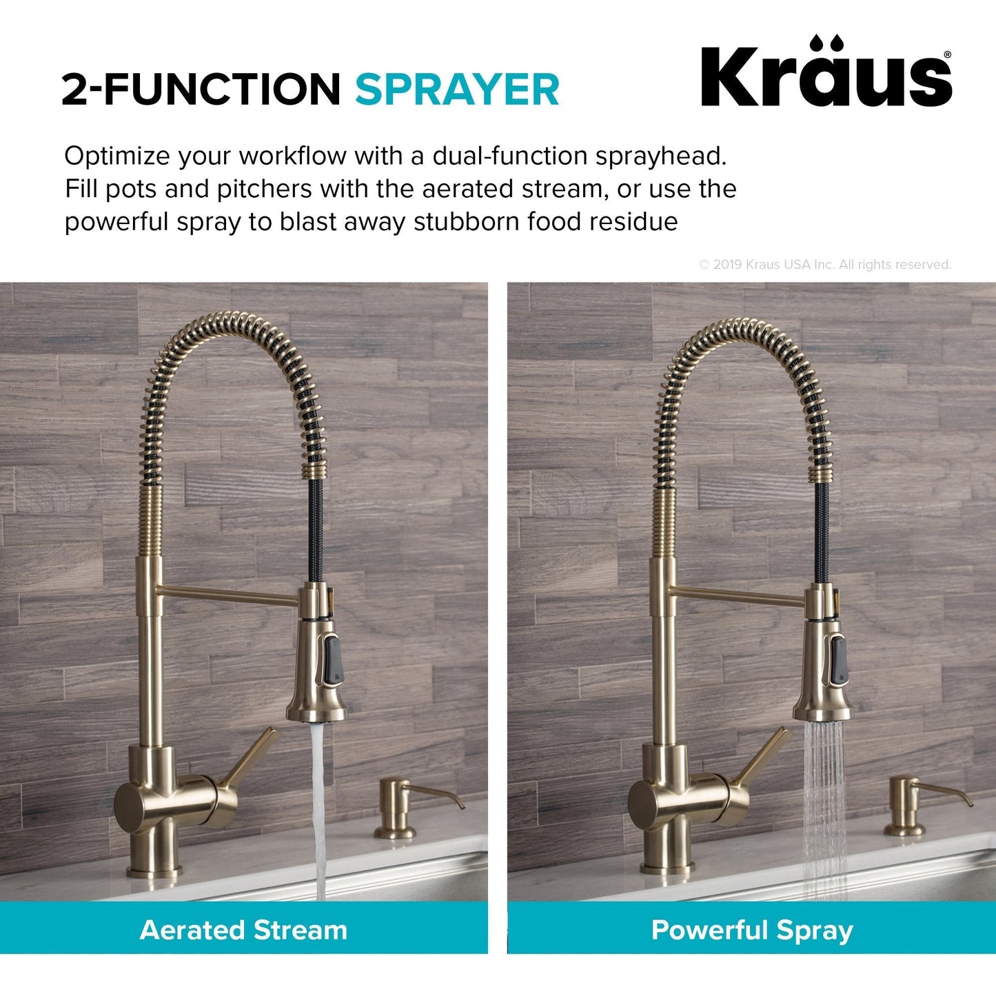 KRAUS Britt Commercial Style Kitchen Faucet in Brushed Gold - KPF-1690BG