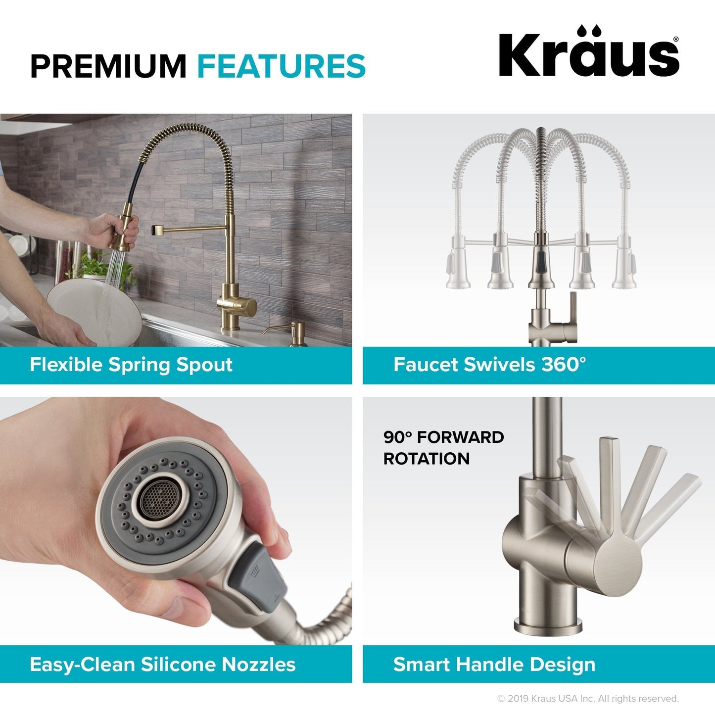 KRAUS Britt Commercial Style Kitchen Faucet in Brushed Gold - KPF-1690BG