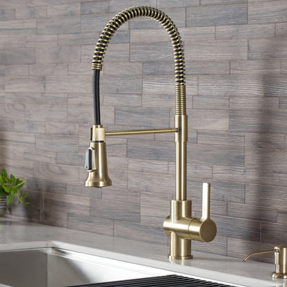 KRAUS Britt Commercial Style Kitchen Faucet in Brushed Gold - KPF-1690BG
