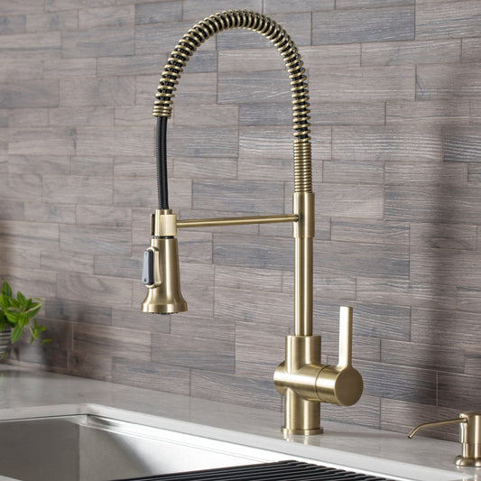 KRAUS Britt Commercial Style Kitchen Faucet in Brushed Gold - KPF-1690BG