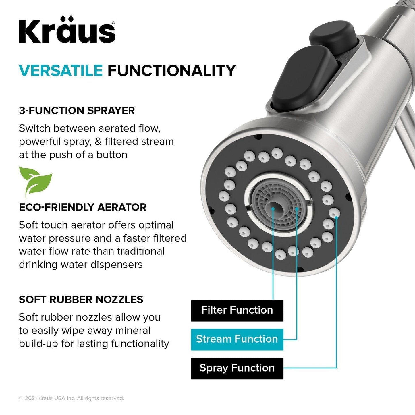 KRAUS Britt Commercial Style Kitchen Faucet with Integrated Water Filter Spout in Matte Black - KFF-1691MB