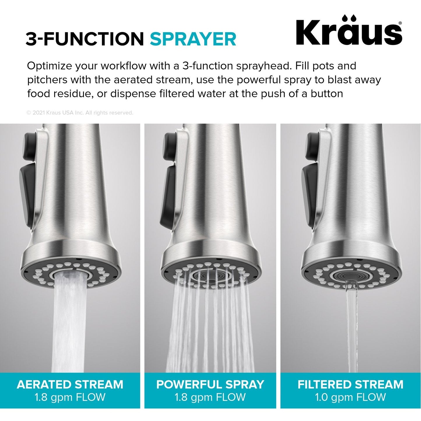 KRAUS Britt Commercial Style Kitchen Faucet with Integrated Water Filter Spout in Matte Black - KFF-1691MB