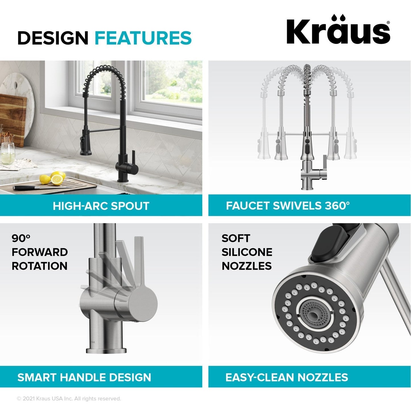 KRAUS Britt Commercial Style Kitchen Faucet with Integrated Water Filter Spout in Matte Black - KFF-1691MB
