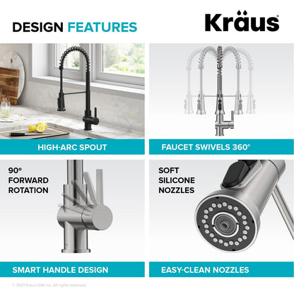 KRAUS Britt Commercial Style Kitchen Faucet with Integrated Water Filter Spout in Matte Black - KFF-1691MB