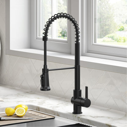 KRAUS Britt Commercial Style Kitchen Faucet with Integrated Water Filter Spout in Matte Black - KFF-1691MB