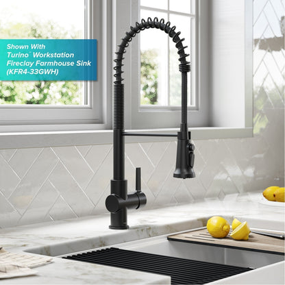 KRAUS Britt Commercial Style Kitchen Faucet with Integrated Water Filter Spout in Matte Black - KFF-1691MB
