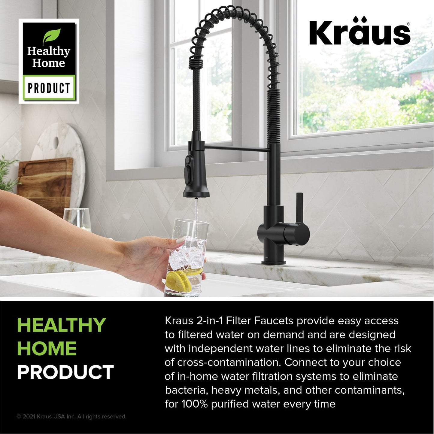 KRAUS Britt Commercial Style Kitchen Faucet with Integrated Water Filter Spout in Matte Black - KFF-1691MB