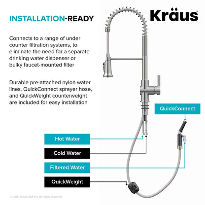 KRAUS Britt Commercial Style Kitchen Faucet with Integrated Water Filter Spout in Matte Black - KFF-1691MB