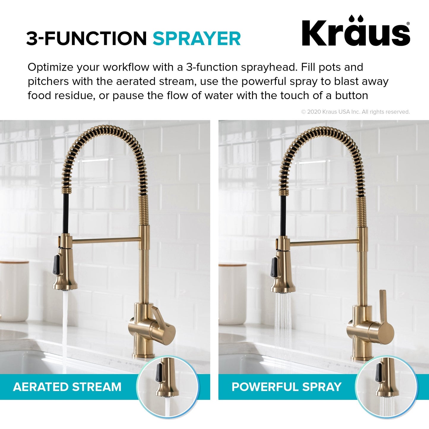 KRAUS Britt Single Handle Commercial Kitchen Faucet with Deck Plate and Soap Dispenser in Spot Free Antique Champagne Bronze - KPF-1690-KSD-53SFACB