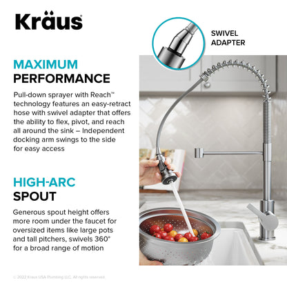 KRAUS Britt Touchless Pull-Down Single Handle Faucet in Spot Free Antique Champagne Bronze - KSF-1691SFACB