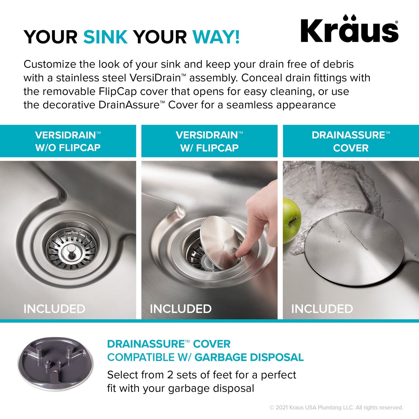 KRAUS Dex 25" Undermount 16 Gauge Stainless Steel Kitchen Sink with VersiDrain - KD1US25B