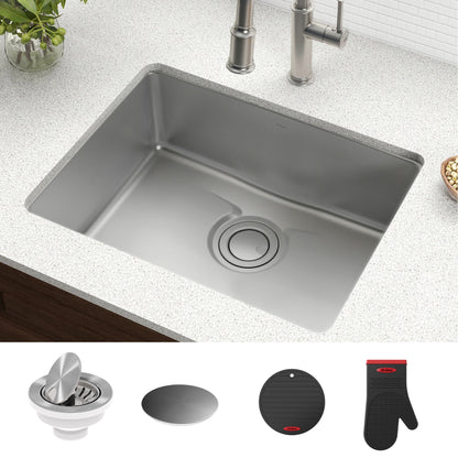 KRAUS Dex 25" Undermount 16 Gauge Stainless Steel Kitchen Sink with VersiDrain - KD1US25B