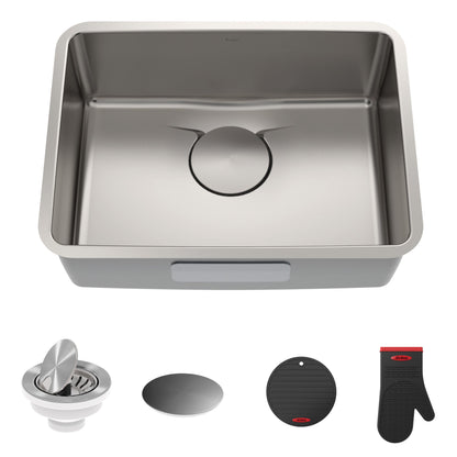 KRAUS Dex 25" Undermount 16 Gauge Stainless Steel Kitchen Sink with VersiDrain - KD1US25B