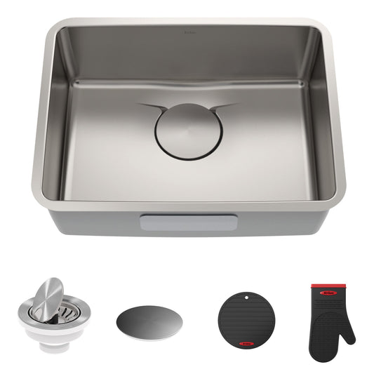 KRAUS Dex 25" Undermount 16 Gauge Stainless Steel Kitchen Sink with VersiDrain - KD1US25B
