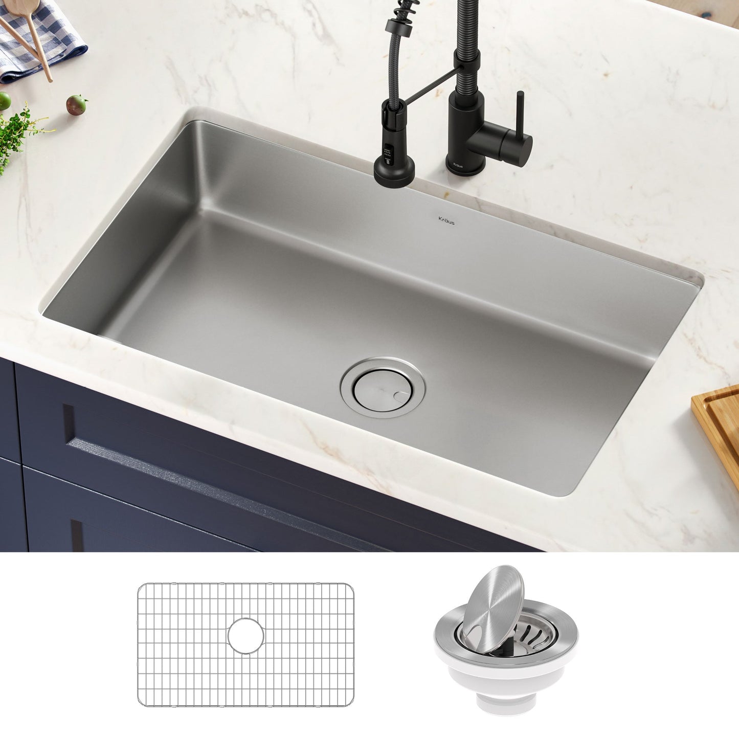 KRAUS Dex 32" Undermount 16 Gauge Stainless Steel Kitchen Sink - KA1US32B