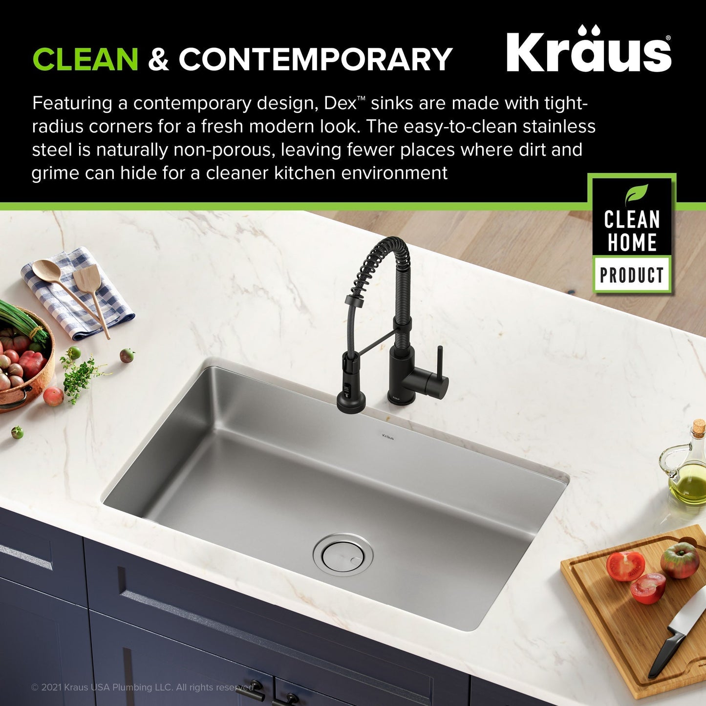 KRAUS Dex 32" Undermount 16 Gauge Stainless Steel Kitchen Sink - KA1US32B