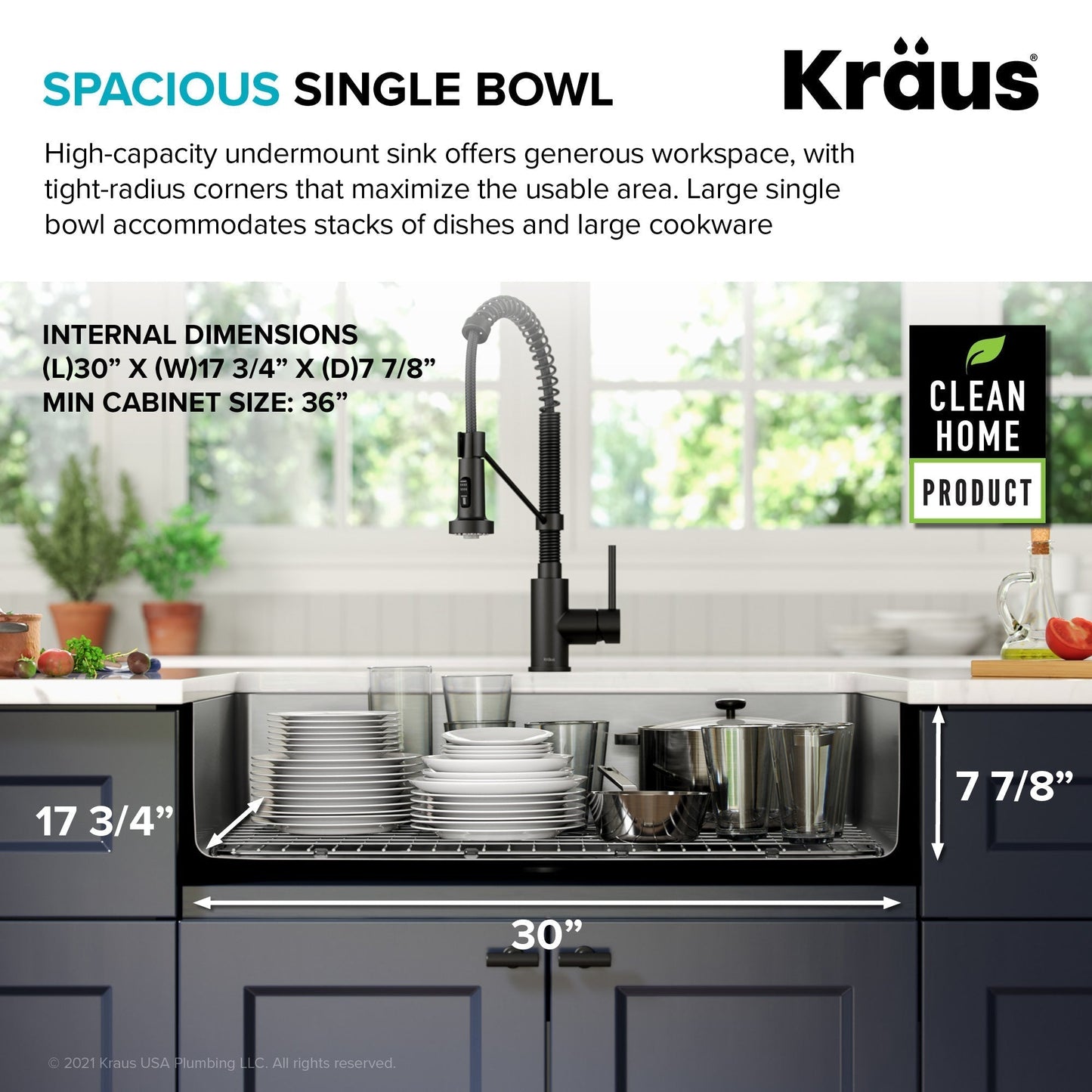 KRAUS Dex 32" Undermount 16 Gauge Stainless Steel Kitchen Sink - KA1US32B