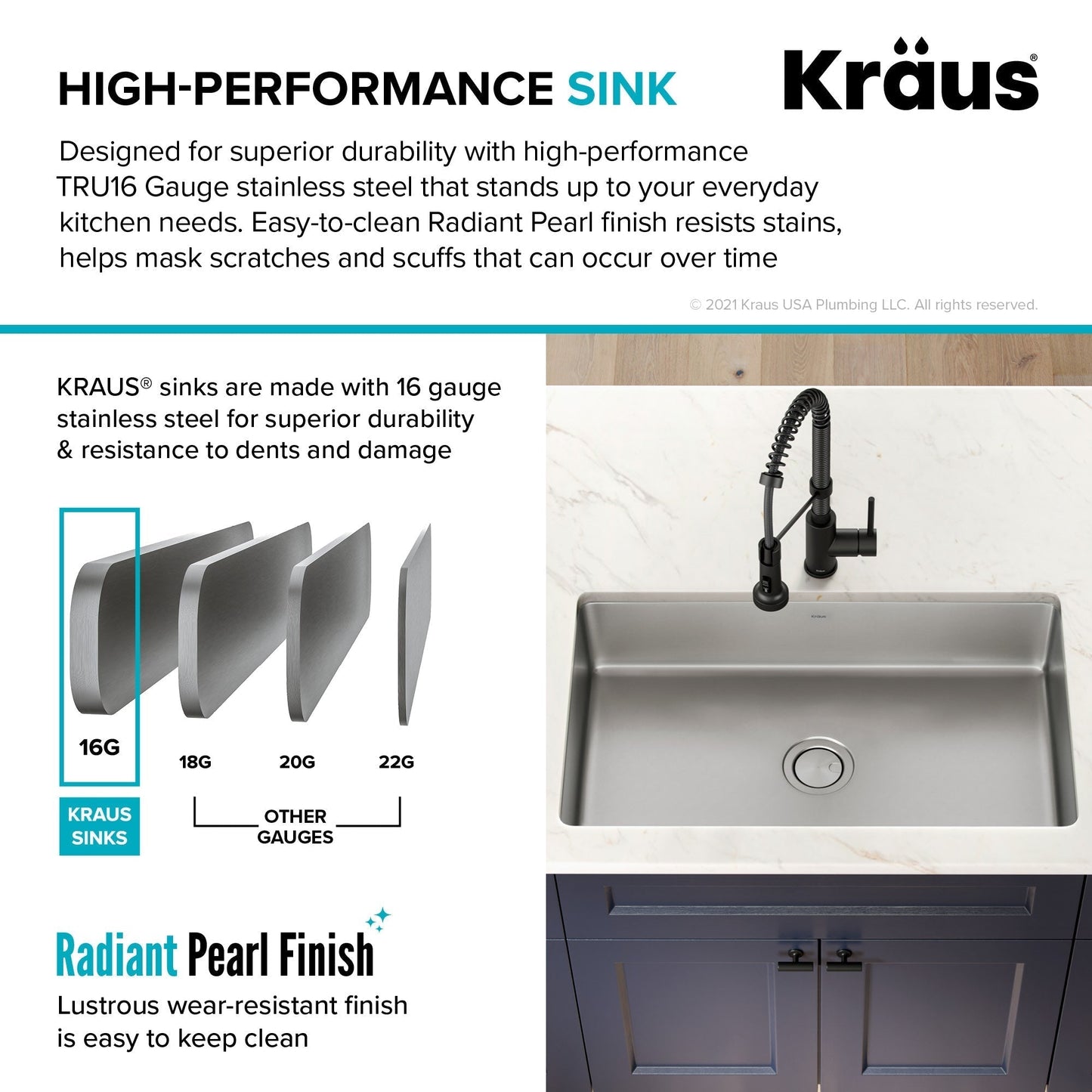 KRAUS Dex 32" Undermount 16 Gauge Stainless Steel Kitchen Sink - KA1US32B