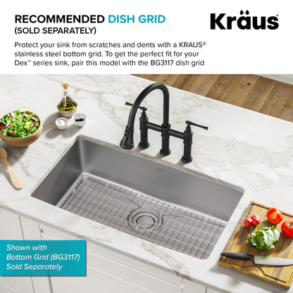 KRAUS Dex 33" Undermount 16 Gauge Stainless Steel Kitchen Sink with VersiDrain - KD1US33B