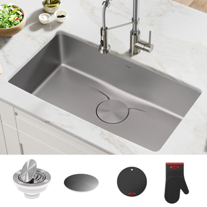 KRAUS Dex 33" Undermount 16 Gauge Stainless Steel Kitchen Sink with VersiDrain - KD1US33B