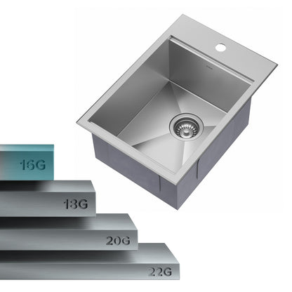 KRAUS Kore 15" Drop-In Workstation 16 Gauge Stainless Steel Single Bowl Kitchen Bar Sink with Accessories - KWT311-15