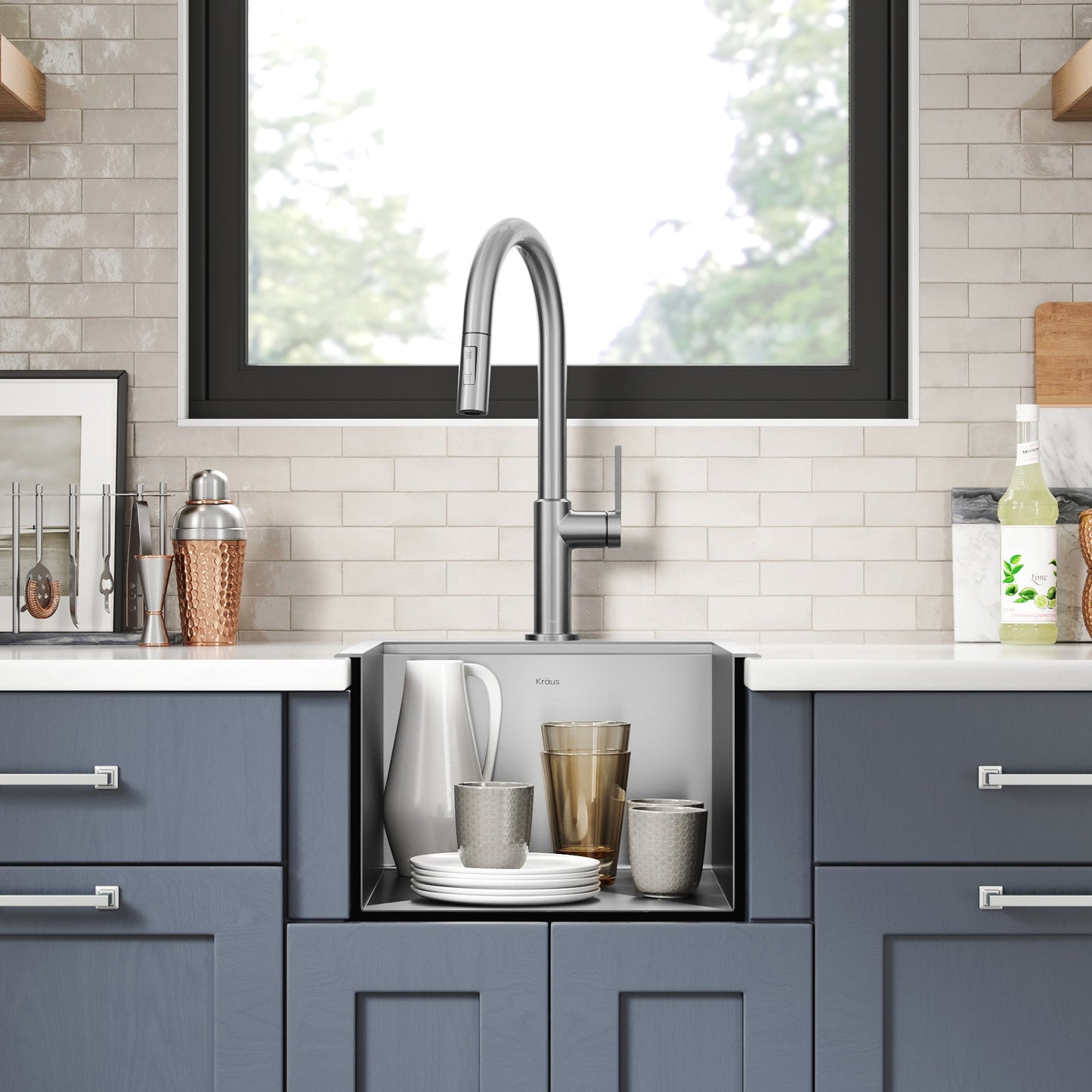 KRAUS Kore 15" Drop-In Workstation 16 Gauge Stainless Steel Single Bowl Kitchen Bar Sink with Accessories - KWT311-15