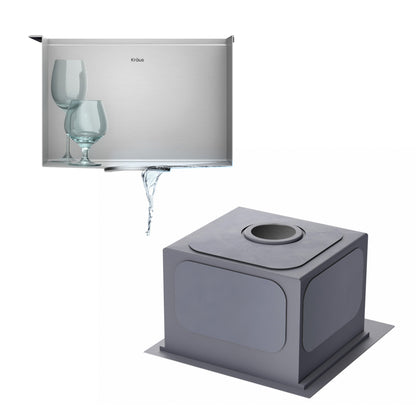 KRAUS Kore 15" Drop-In Workstation 16 Gauge Stainless Steel Square Prep Sink with Accessories - KWT321-15