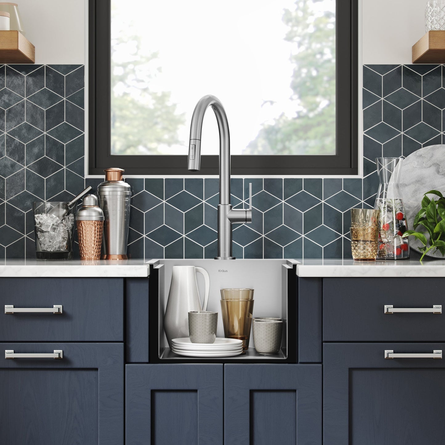 KRAUS Kore 15" Drop-In Workstation 16 Gauge Stainless Steel Square Prep Sink with Accessories - KWT321-15