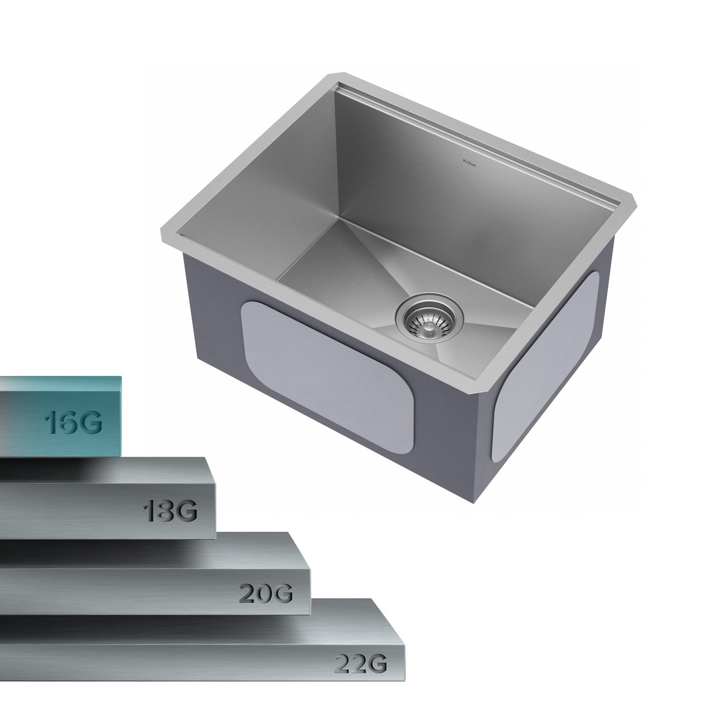 KRAUS Kore 23" Undermount Workstation 16 Gauge Laundry Utility Sink with Accessories - KWU100-23L