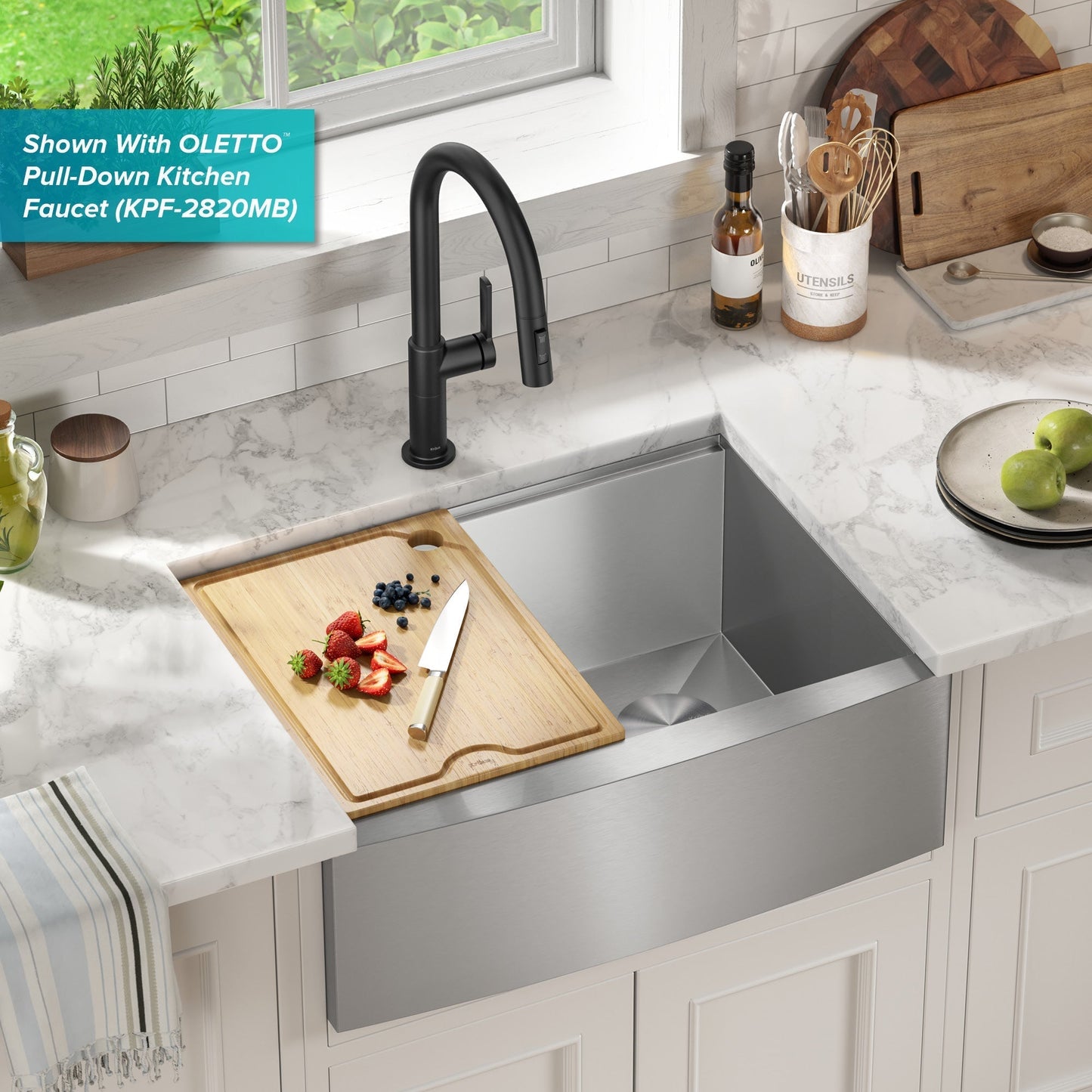KRAUS Kore 27" Apron Front Workstation 16 Gauge Stainless Steel Kitchen Sink - KWF210-27