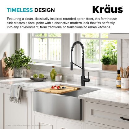 KRAUS Kore 27" Apron Front Workstation 16 Gauge Stainless Steel Kitchen Sink - KWF210-27