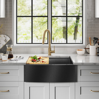 KRAUS Kore 27" Apron Front Workstation 16 Gauge Stainless Steel Kitchen Sink in PVD Gunmetal Finish - KWF210-27-PGM