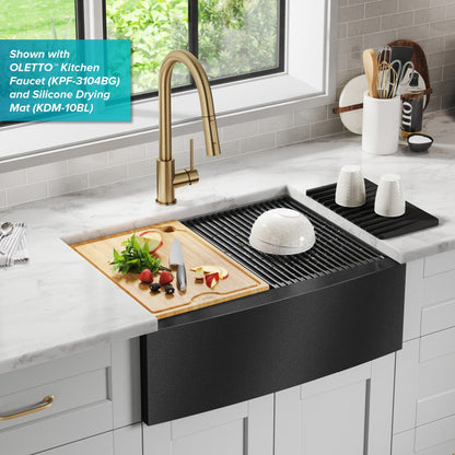 KRAUS Kore 27" Apron Front Workstation 16 Gauge Stainless Steel Kitchen Sink in PVD Gunmetal Finish - KWF210-27-PGM