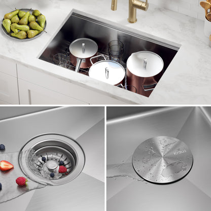KRAUS Kore 28" Undermount Workstation 16 Gauge Stainless Steel Single Bowl Kitchen Sink with Accessories - KWU110-28