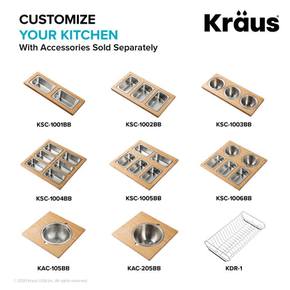 KRAUS Kore 30" 16 Gauge Farmhouse Workstation Kitchen Sink - KWF210-30